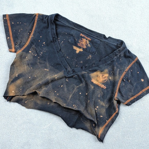 Jagermeister Size M Women Custom Bleach Distressed DIY Crop Top Black Orange — photo 2